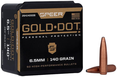 Speer Gold Dot .264 Caliber 140 Grain Soft Point Reloading Bullets 50/Box