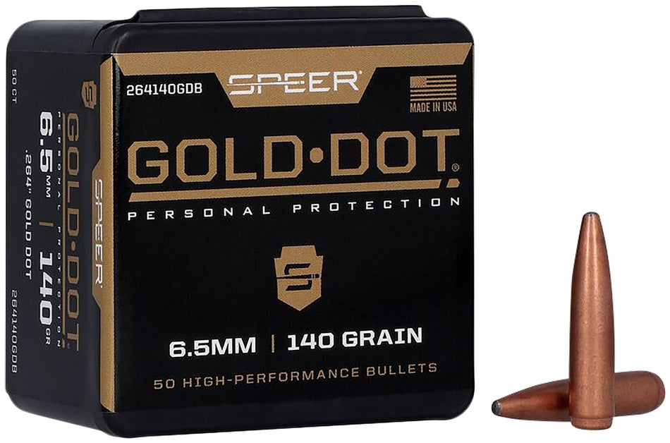 Speer Gold Dot .264 Caliber 140 Grain Soft Point Reloading Bullets 50/Box