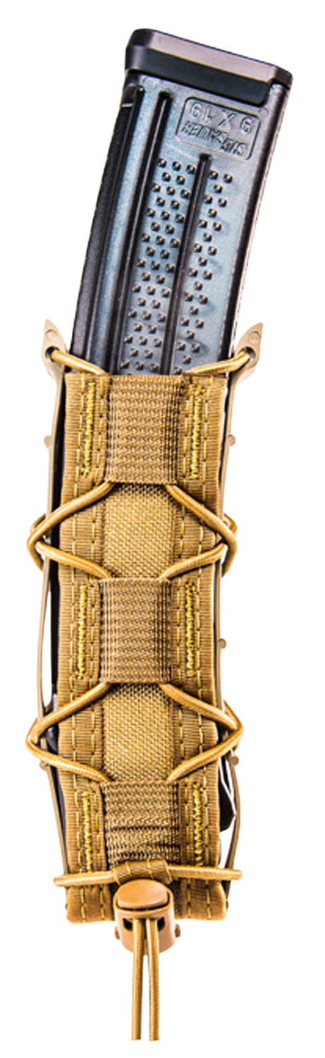 HSGI 11EX00CB Extended TACO Single Mag Pouch Coyote Brown Nylon MOLLE Belt Mount 2" Wide