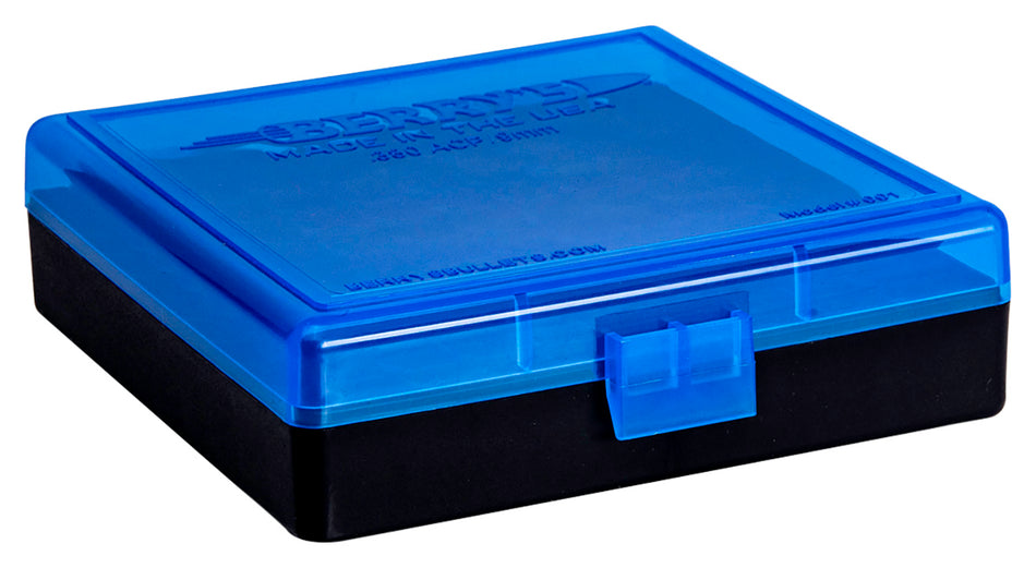 Berry's Ammo Box 9mm/.380 ACP 100 Rounds Blue/Black Polypropylene Flip-Top