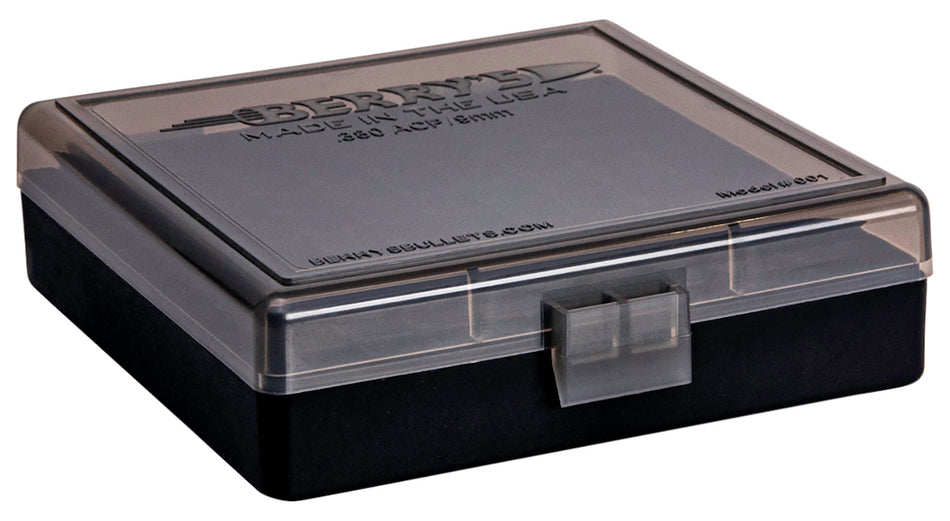 Berry's Ammo Box 9mm/.380 ACP 100 Rounds Smoke/Black Polypropylene Flip-Top