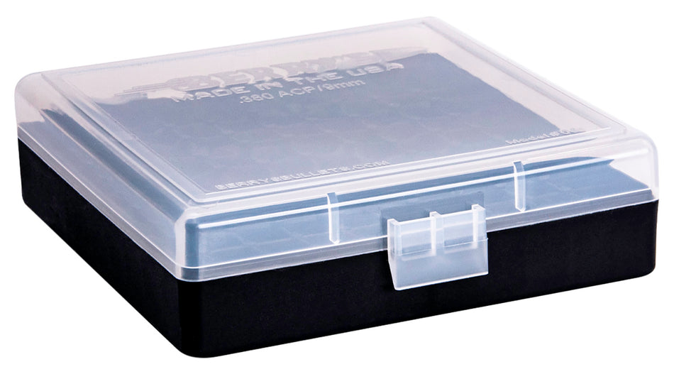 Berry's Ammo Box 9mm/.380 ACP 100 Rounds Clear/Black Polypropylene Flip-Top