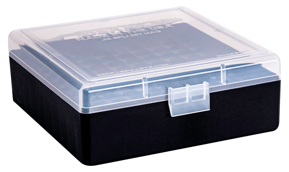 Berry's Ammo Box 38 Special/.357 Magnum 100 Rounds Clear/Black Polypropylene Flip-Top