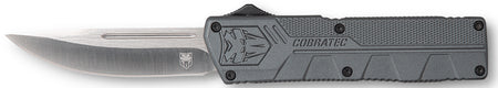CobraTec GYCTLWDNS Lightweight OTF 3.25" Drop Point Plain D2 Blade Gray Aluminum Handle Pocket Clip