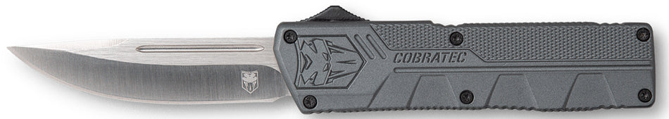 CobraTec GYCTLWDNS Lightweight OTF 3.25" Drop Point Plain D2 Blade Gray Aluminum Handle Pocket Clip