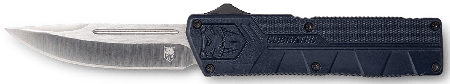CobraTec NYCTLWDNS Lightweight OTF 3.25" Drop Point Plain D2 Blade NYPD Blue Handle Pocket Clip