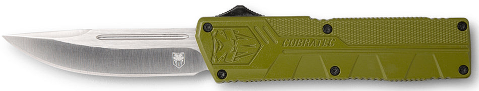 CobraTec ODCTLWDNS Lightweight OTF 3.25" Drop Point Plain D2 Blade OD Green Handle Pocket Clip