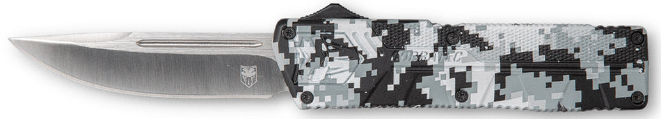 CobraTec WDCCTLWDNS Lightweight OTF 3.25" Drop Point Plain D2 Blade Winter Digi Camo Handle Pocket Clip