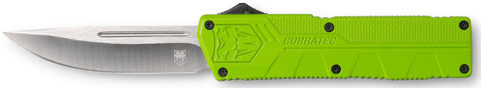 CobraTec ZBGCTLWDNS Lightweight OTF 3.25" Drop Point Plain D2 Blade Zombie Green Handle Pocket Clip