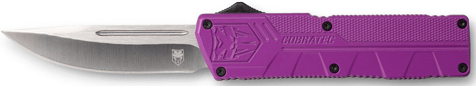 CobraTec PURCTLWDNS Lightweight OTF 3.25" Drop Point Plain D2 Blade Purple Handle Pocket Clip