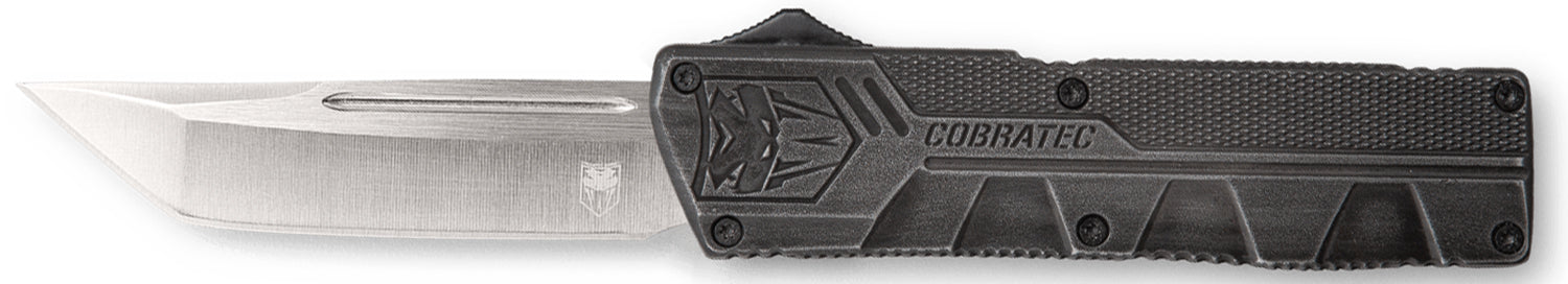 CobraTec SWCTLWTNS Lightweight OTF 3.25" Tanto Plain D2 Blade Stonewashed Handle Pocket Clip