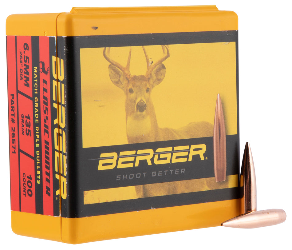 Berger Classic Hunter 6.5 Creedmoor 135gr Match Grade Boat Tail Bullets 100/Box