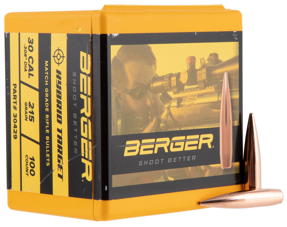 Berger Hybrid Target Match Grade 30 Caliber 215gr Competition Bullets 100/Box