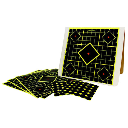 Birchwood Casey Shoot-N-C 34202 Reactive Target Kit 12"x12" 5-Diamond Self-Adhesive Black/Yellow 4 Pack