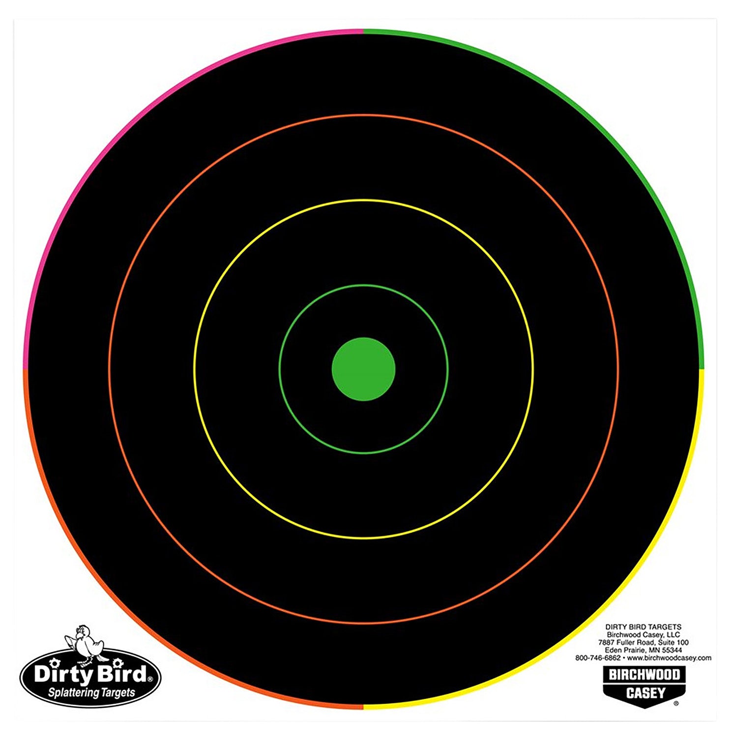 Birchwood Casey Dirty Bird 35820 8" Bullseye Tagboard Hanging Pistol/Rifle Target Black/Green 20 Pack