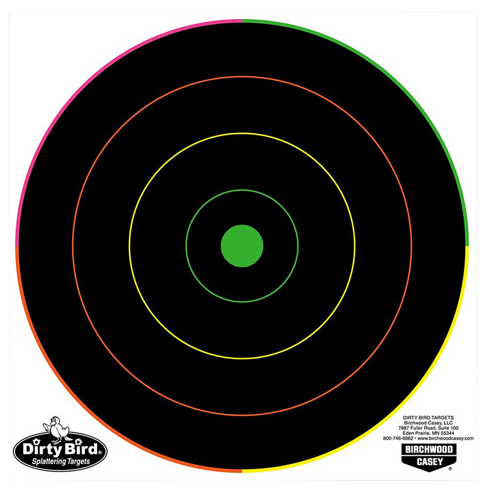 Birchwood Casey Dirty Bird 35820 8" Bullseye Tagboard Hanging Pistol/Rifle Target Black/Green 20 Pack