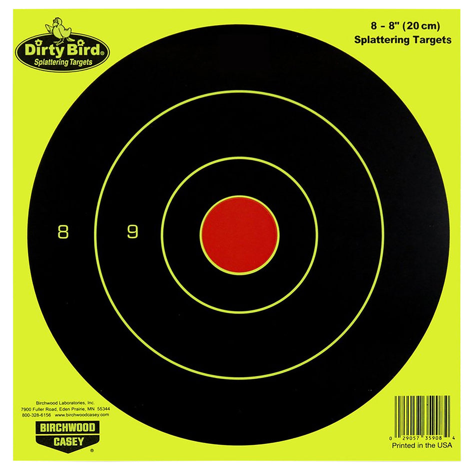 Birchwood Casey Dirty Bird 35950 8" Bullseye Hanging Paper Pistol/Rifle Target Black/Yellow 50 Pack
