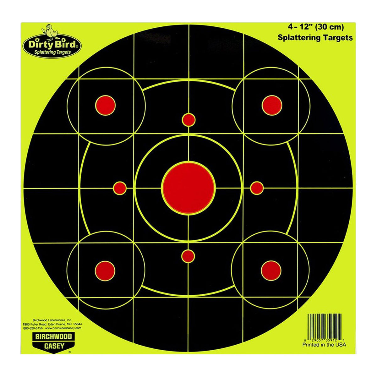 Birchwood Casey Dirty Bird 35912 12" Sight-In Circle Hanging Paper Pistol/Rifle Target Black/Red 4 Pack