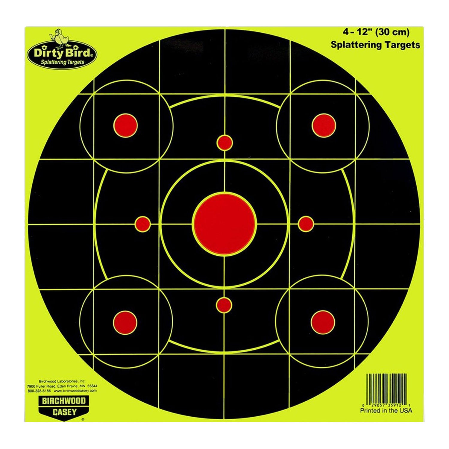 Birchwood Casey Dirty Bird 35912 12" Sight-In Circle Hanging Paper Pistol/Rifle Target Black/Red 4 Pack