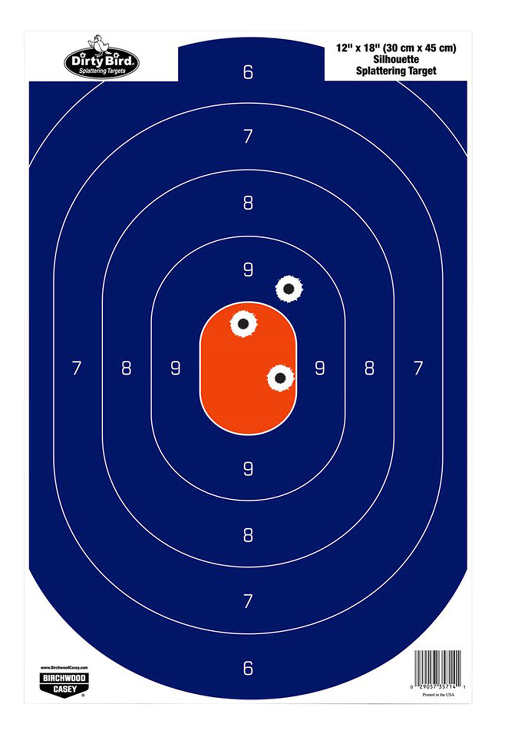Birchwood Casey Dirty Bird Silhouette Hanging Pistol Target 12"x18" White Impact Splatter 50 Pack