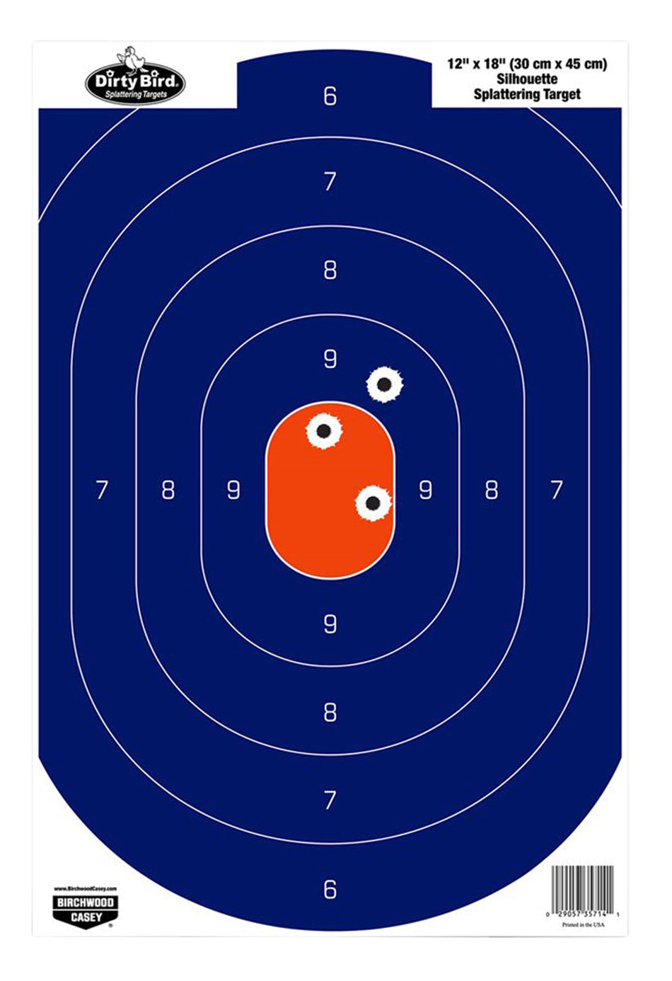 Birchwood Casey Dirty Bird Silhouette Hanging Pistol Target 12"x18" White Impact Splatter 50 Pack