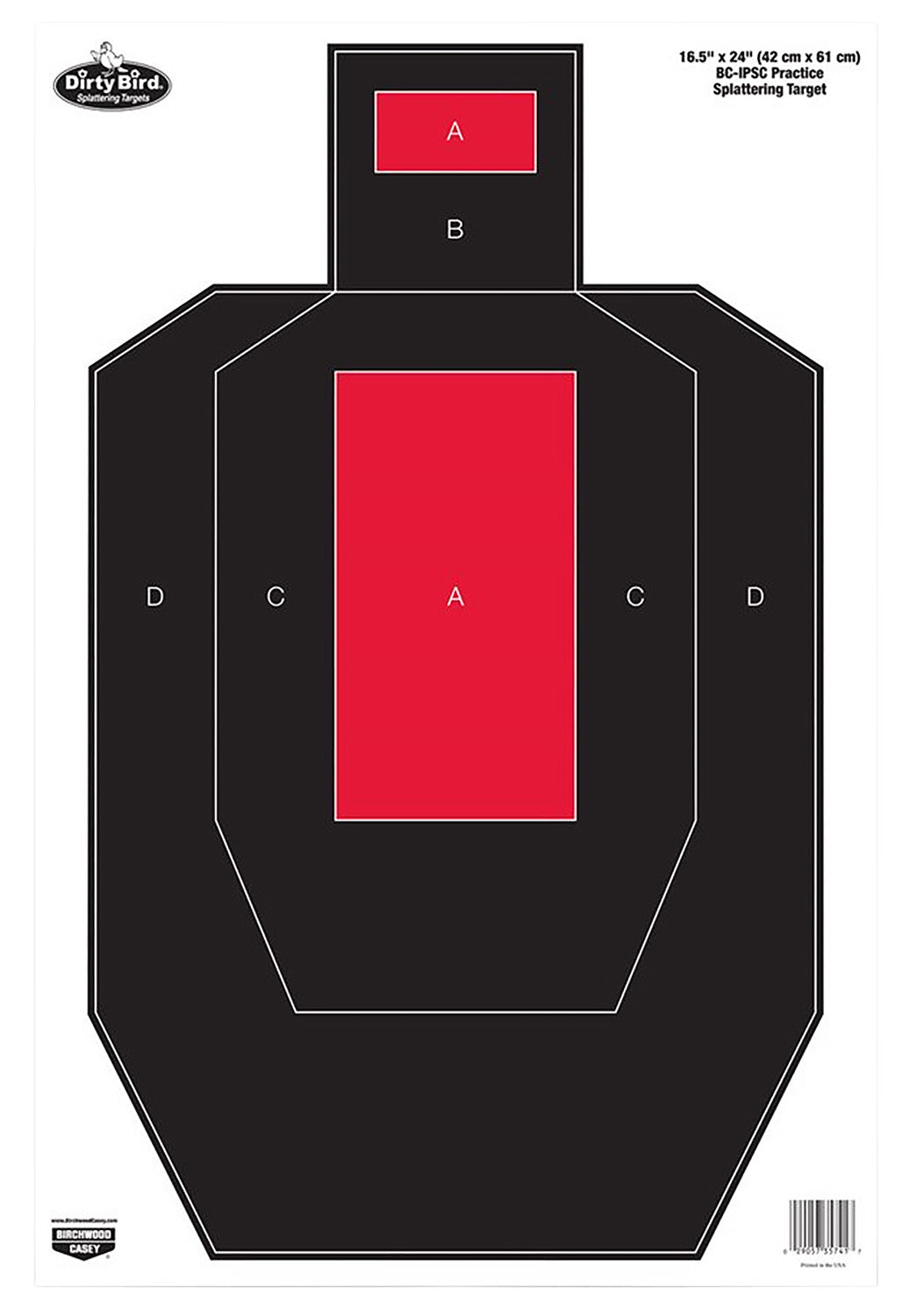 Birchwood Casey Dirty Bird IPSC Hanging Pistol Paper Target 16.5"x24" White Splatter 3 Pack