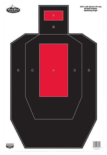 Birchwood Casey Dirty Bird IPSC Hanging Pistol Paper Target 16.5"x24" White Splatter 3 Pack