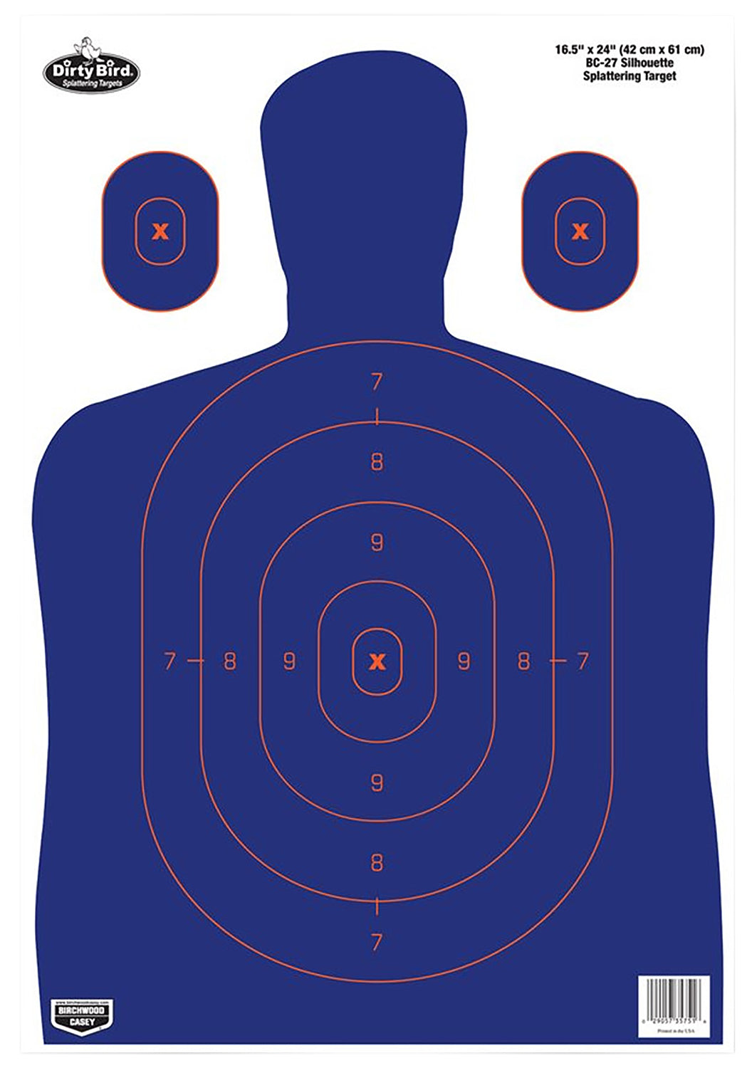 Birchwood Casey Dirty Bird Silhouette Hanging Target 16.5"x24" Fluorescent Orange Splatter 3 Pack