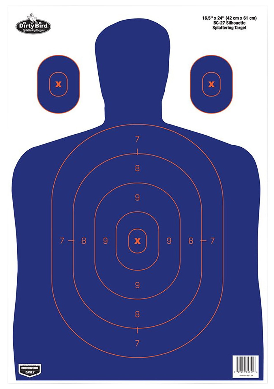 Birchwood Casey Dirty Bird Silhouette Hanging Target 16.5"x24" Fluorescent Orange Splatter 3 Pack