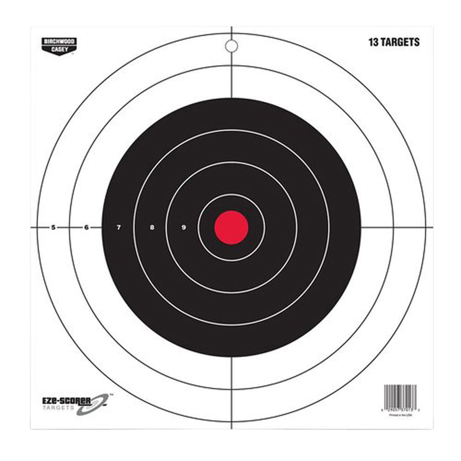 Birchwood Casey 37013 EZE-Scorer 12" Bullseye Hanging Paper Target Black/Red 13 Pack
