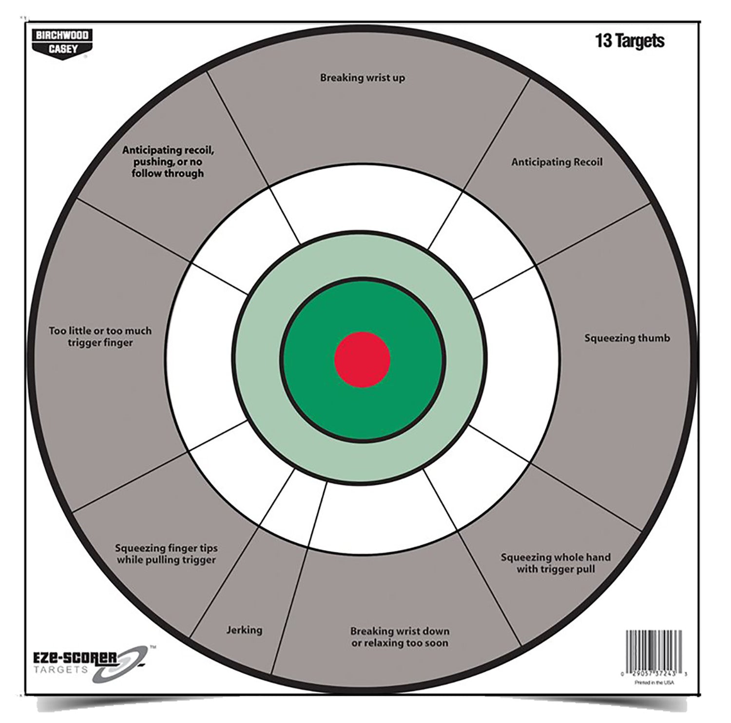 Birchwood Casey 37245 EZE-Scorer 12" Paper Bullseye Hanging Target Gray/White 13 Per Package