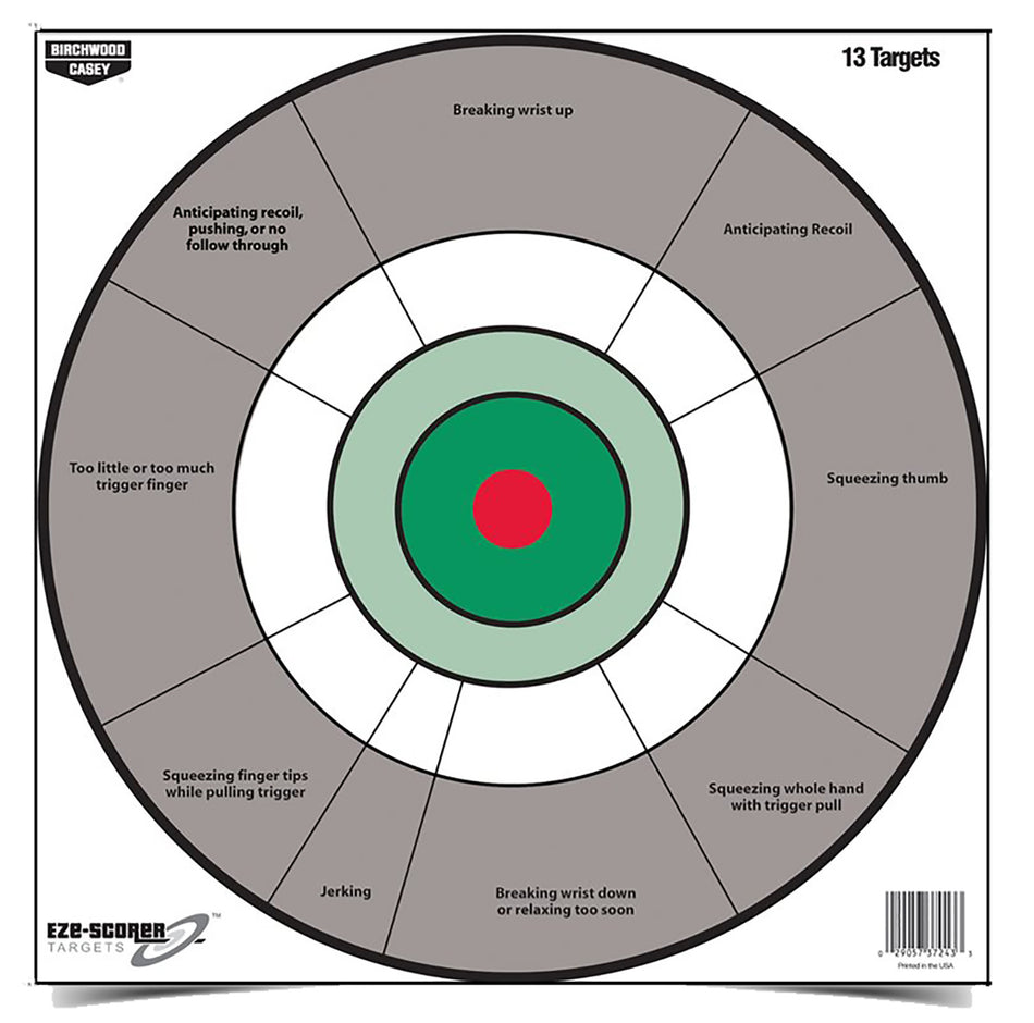 Birchwood Casey 37245 EZE-Scorer 12" Paper Bullseye Hanging Target Gray/White 13 Per Package
