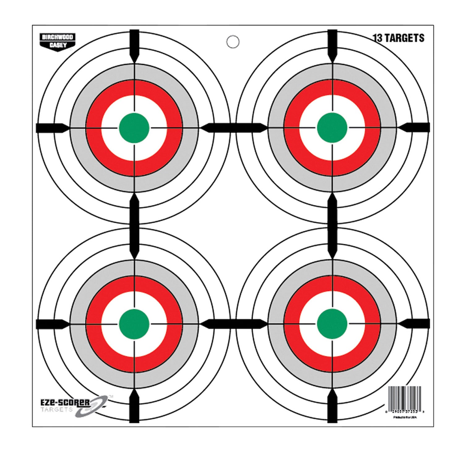 Birchwood Casey 37253 EZE-Scorer 12" Multi-Color Bullseye Paper Hanging Target 13 Pack