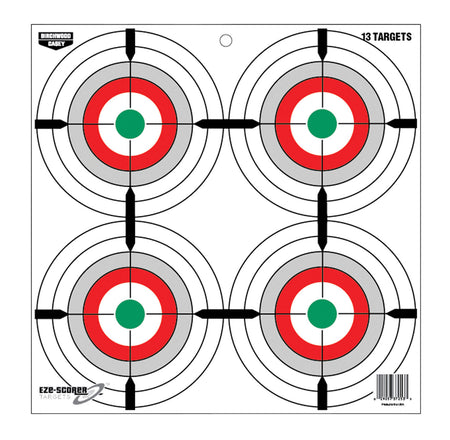 Birchwood Casey 37253 EZE-Scorer 12" Multi-Color Bullseye Paper Hanging Target 13 Pack