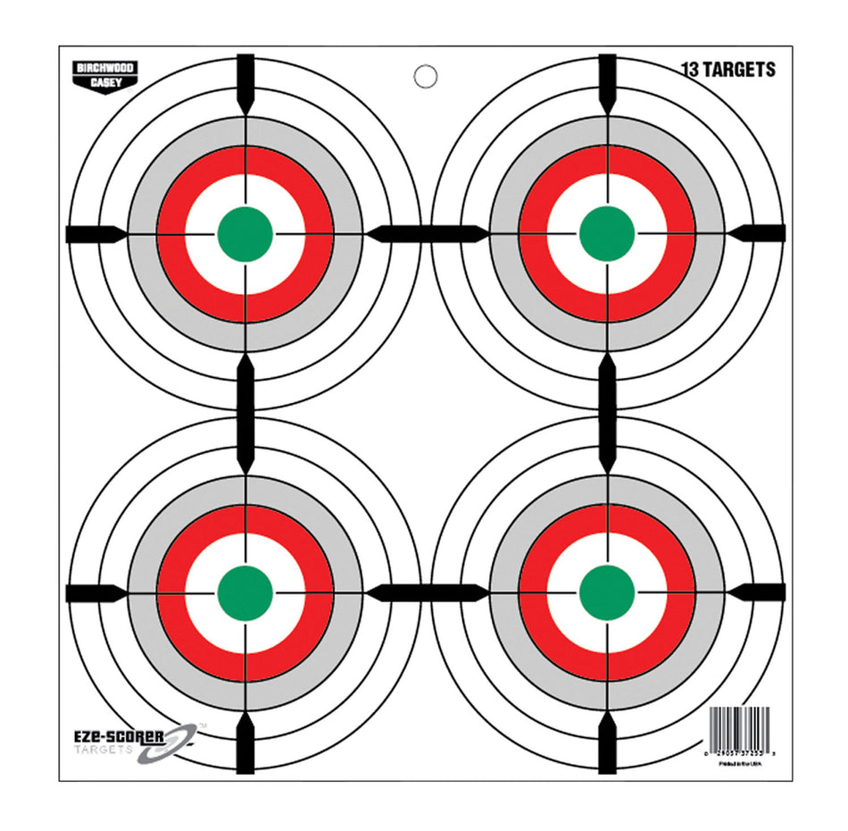 Birchwood Casey 37253 EZE-Scorer 12" Multi-Color Bullseye Paper Hanging Target 13 Pack