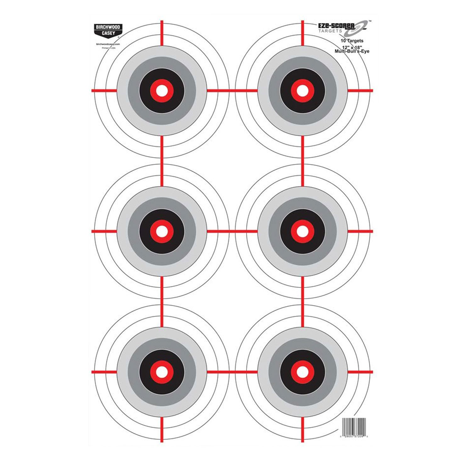 Birchwood Casey 37209 EZE-Scorer Universal 12" x 18" Paper Bullseye Target Black/White 10 Per Package
