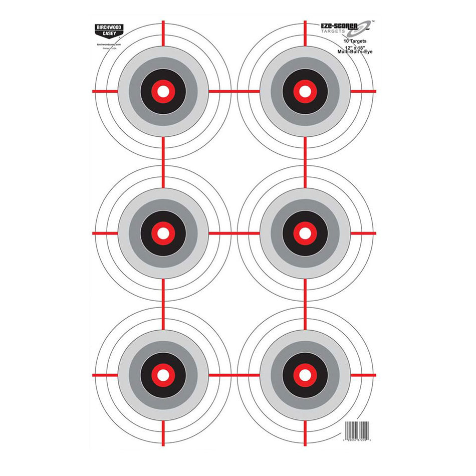 Birchwood Casey 37209 EZE-Scorer Universal 12" x 18" Paper Bullseye Target Black/White 10 Per Package