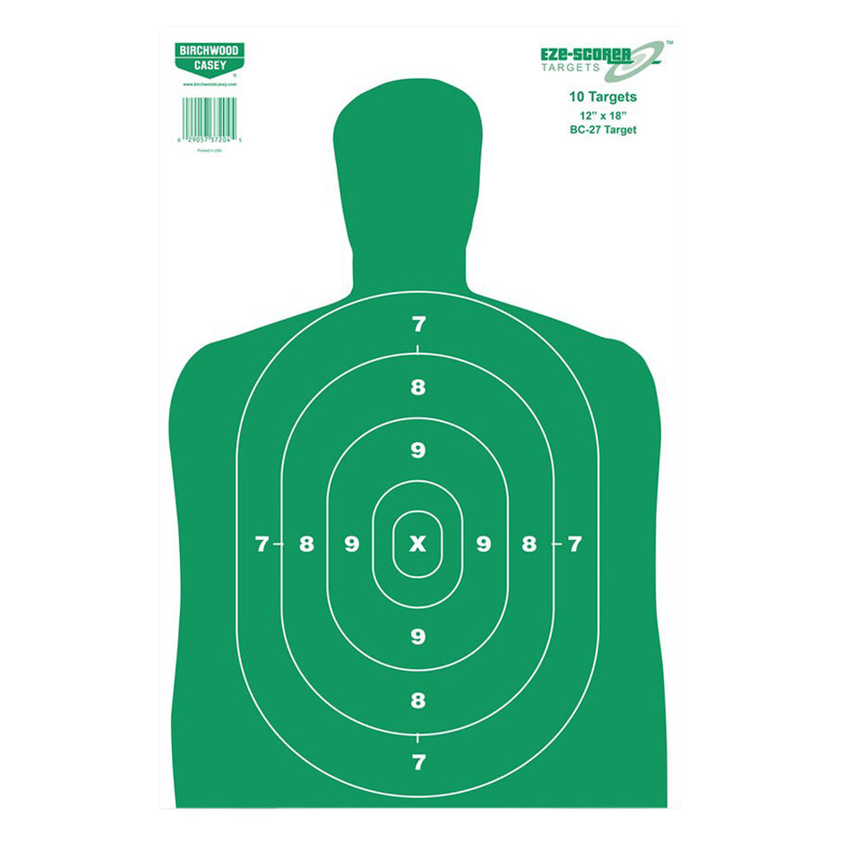 Birchwood Casey 37204 EZE-Scorer 12"x18" BC-27 Silhouette Paper Target Green/White 10 Per Package