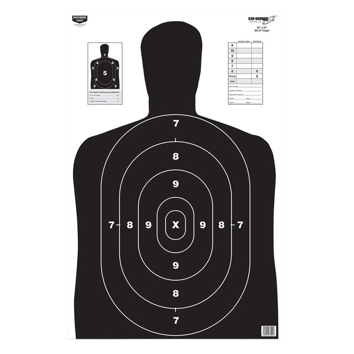 Birchwood Casey 37020 EZE-Scorer 23"x35" BC-27 Silhouette Paper Target Black 5 Per Package