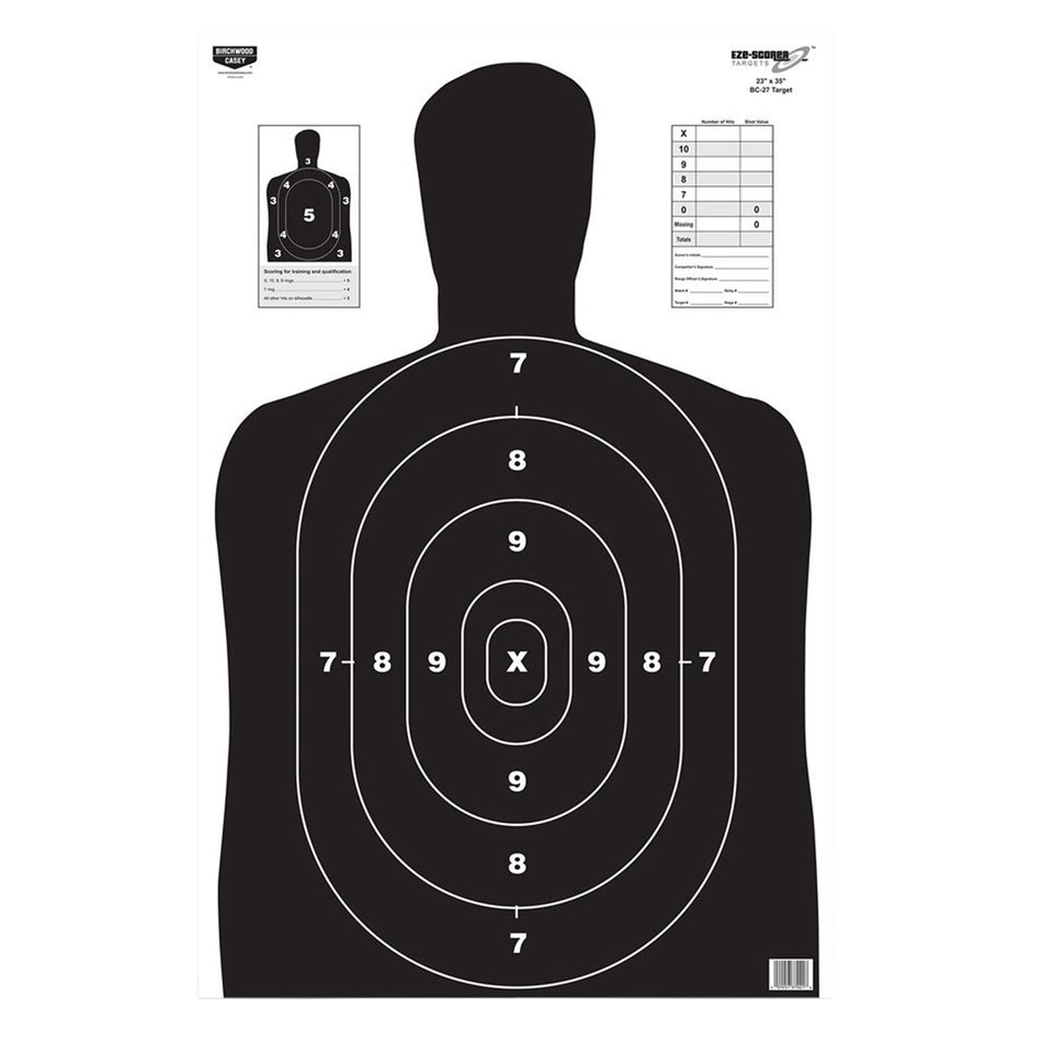 Birchwood Casey 37020 EZE-Scorer 23"x35" BC-27 Silhouette Paper Target Black 5 Per Package