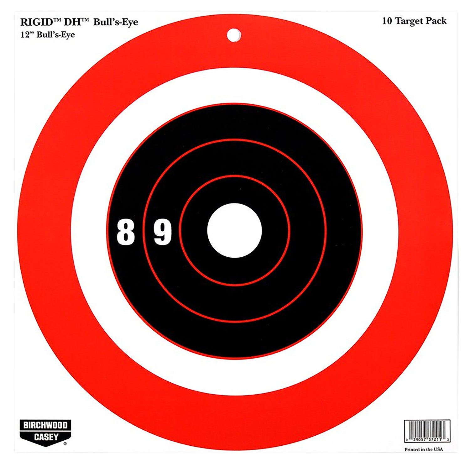 Birchwood Casey Rigid Bullseye Tagboard Hanging Targets 12" x 12" Black/Orange Pack of 10