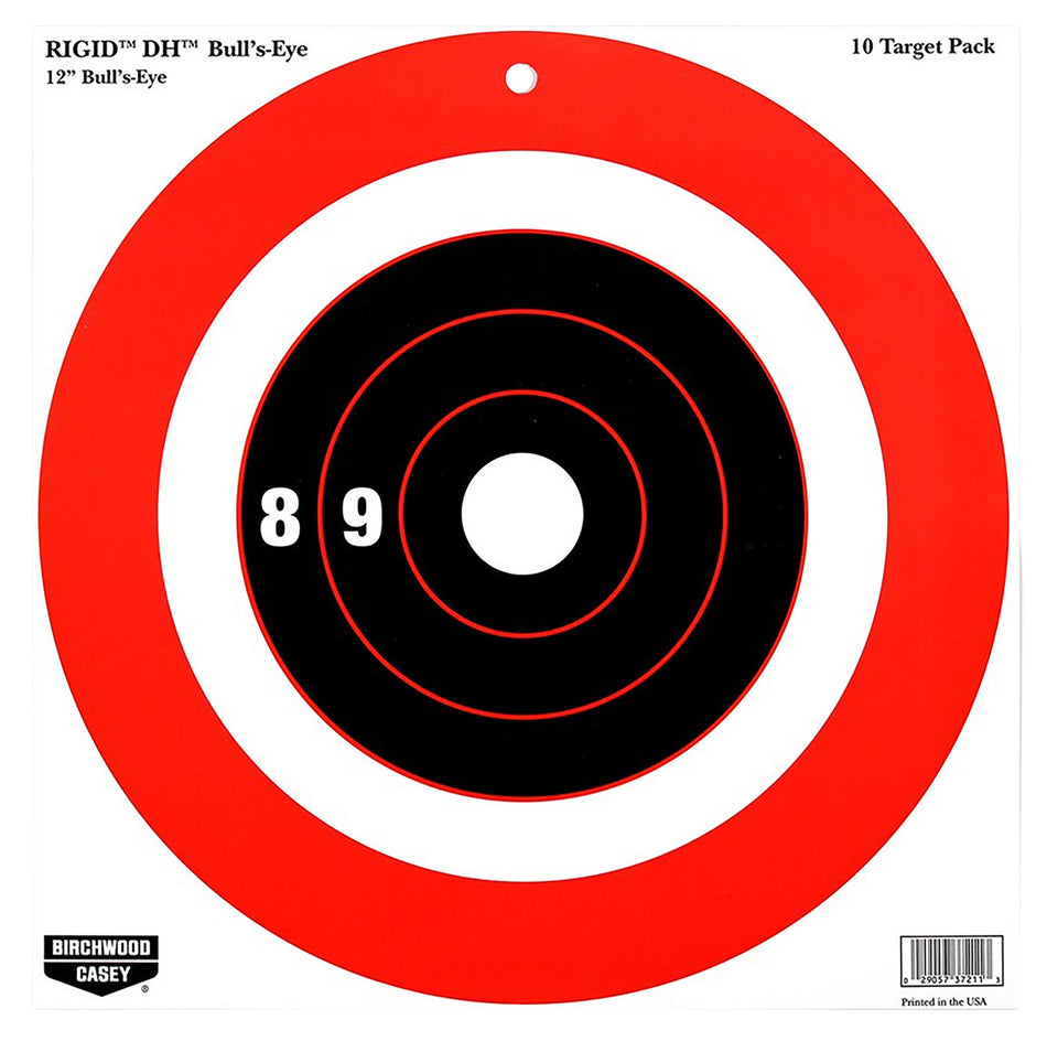 Birchwood Casey Rigid Bullseye Tagboard Hanging Targets 12" x 12" Black/Orange Pack of 10