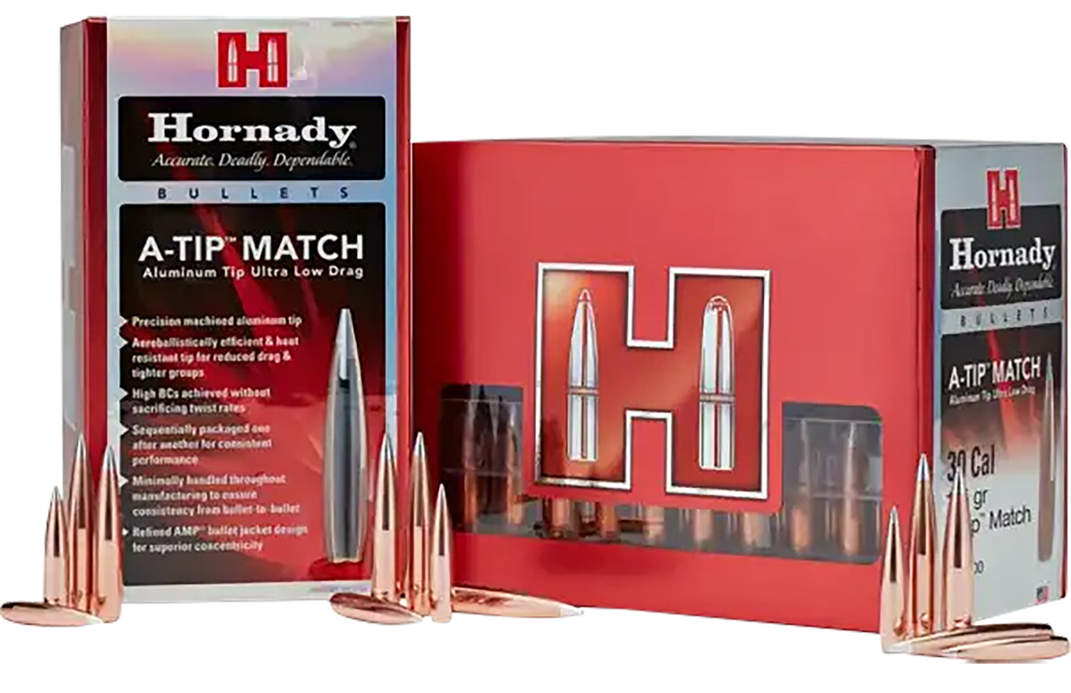 Hornady A-Tip Match .375 390 Grain 375 Caliber Low Drag Bullets 25 Per Box