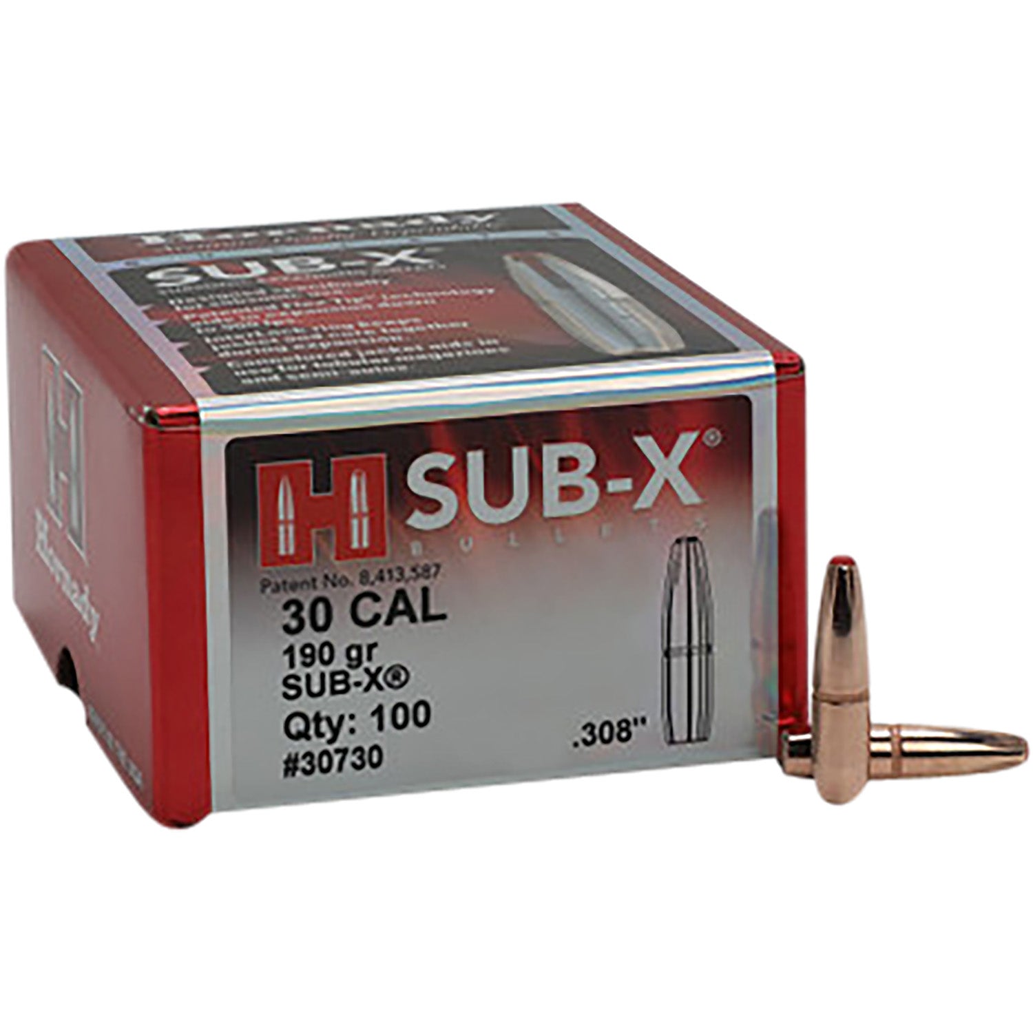 Hornady Sub-X .308 190 Grain 30 Caliber Deep Penetration Subsonic Bullets 100 Per Box