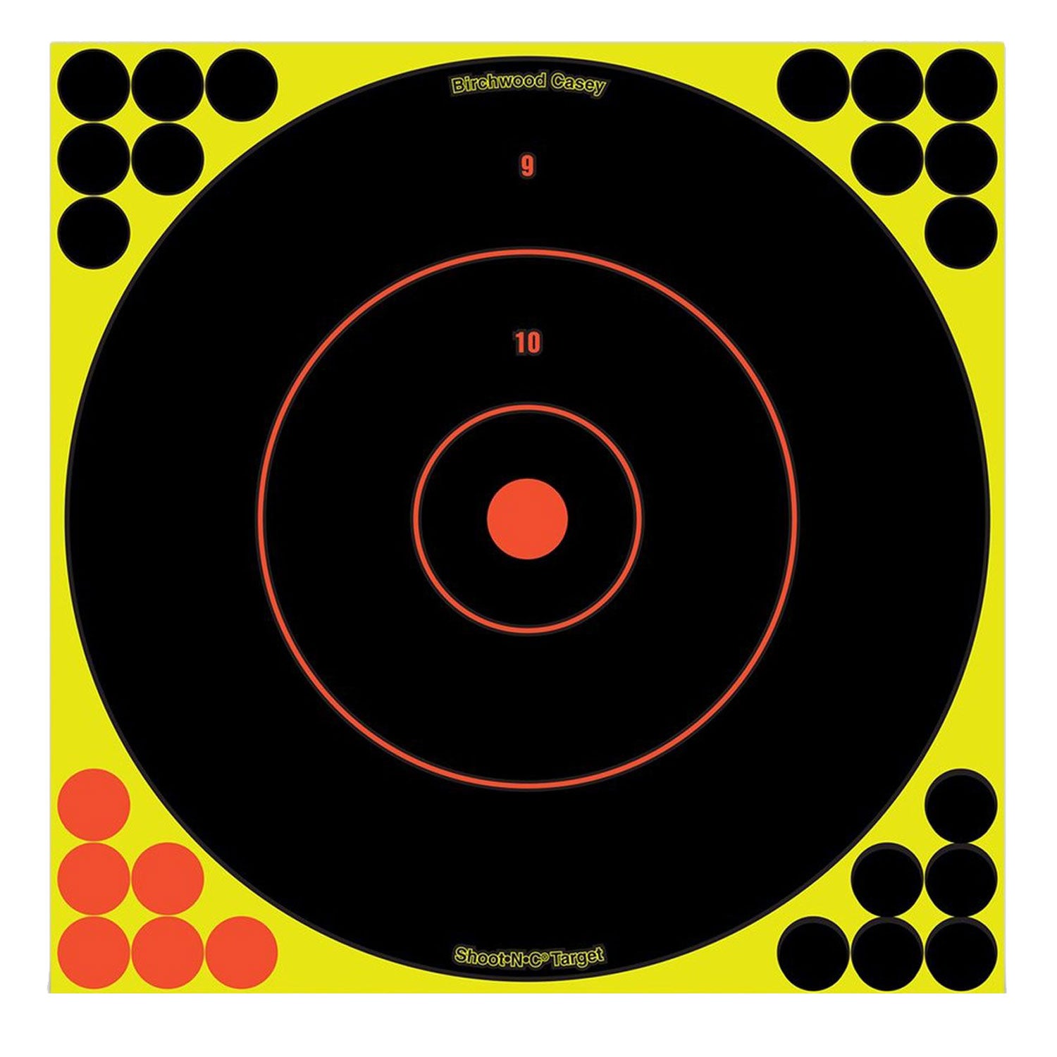 Birchwood Casey Shoot-N-C 12" Bullseye Reactive Self-Adhesive Paper Targets Black/Yellow/Red 100 Pk