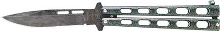 Bear & Son 3.38" Galaxy Damascus Butterfly Knife