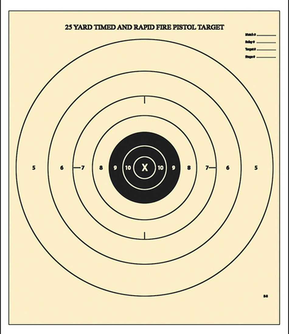 Action Target B-8 NRA Competition Bullseye Paper Target 25 Yard Handgun 21x24 Inch 100 Per Box
