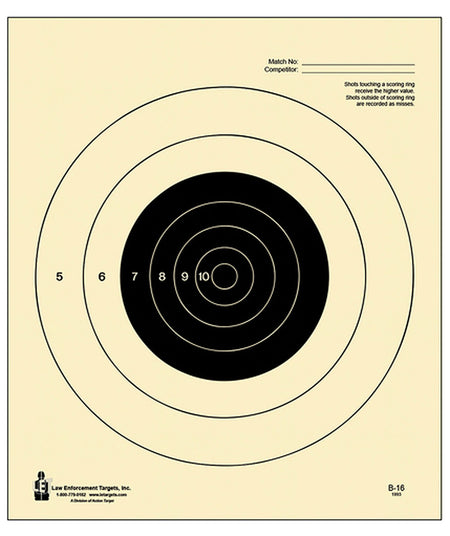 Action Target B-16 NRA Competition Slow Fire Pistol Tagboard Target 25 Yards 100 Per Box