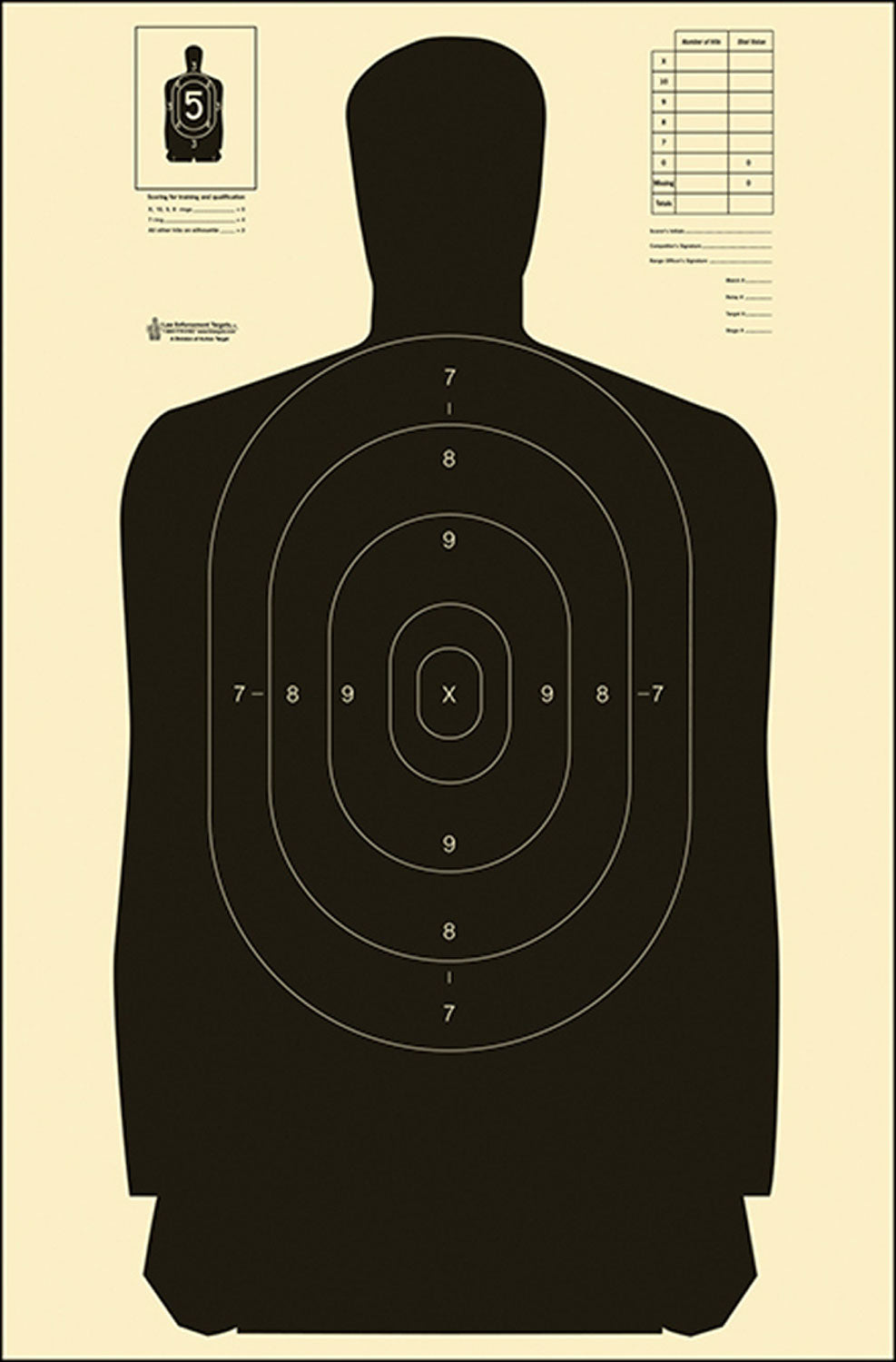 Action Target B-27S Law Enforcement Qualification Silhouette Target Heavy Paper Black/White Box of 100