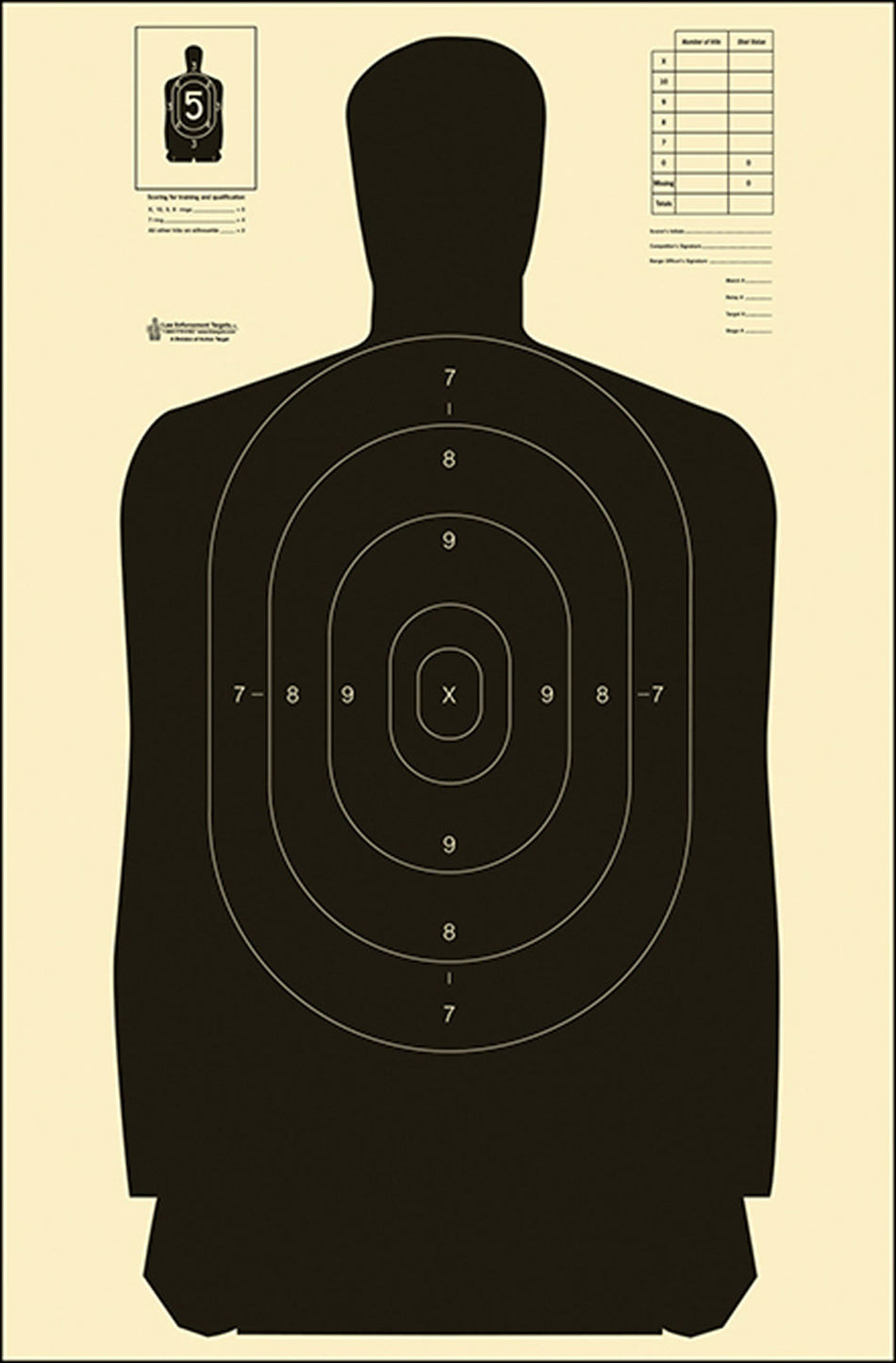 Action Target B-27S Law Enforcement Qualification Silhouette Target Heavy Paper Black/White Box of 100